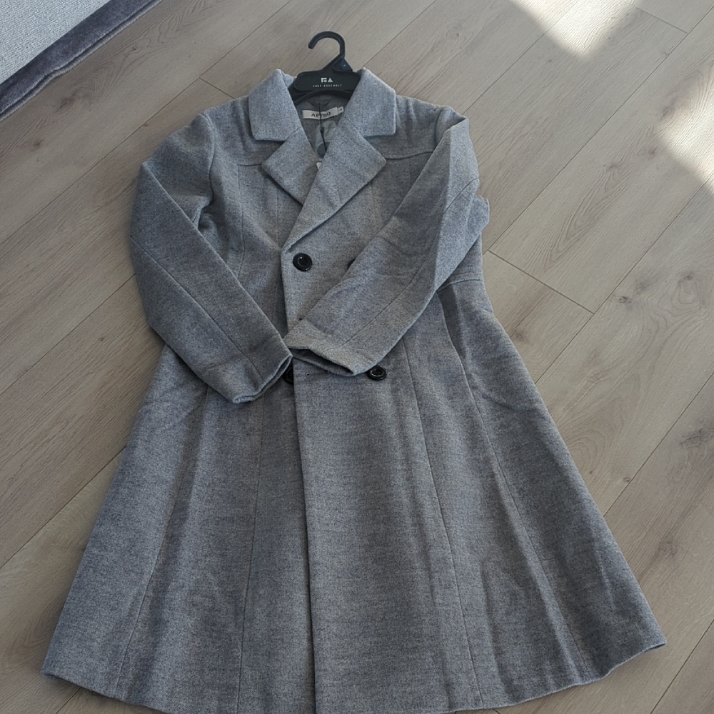 Elegant Gray Wool Blend Dress Coat